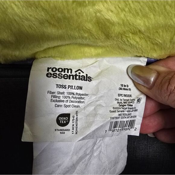 Smiley Chartreuse Throw Pillow & Blanket Set Flutter Plush Room Essentials Emoji - Picture 6 of 12